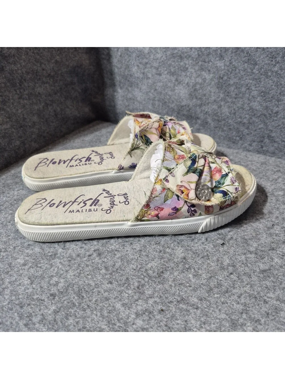 Blowfish Malibu Women's Floral Bow Slide Sandals Slip On Multicolor Size 8
